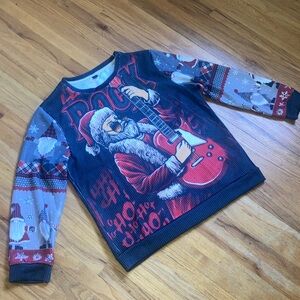 Holiday Rock Santa Gnome Ugly Christmas Long Sleeve L Top Like New